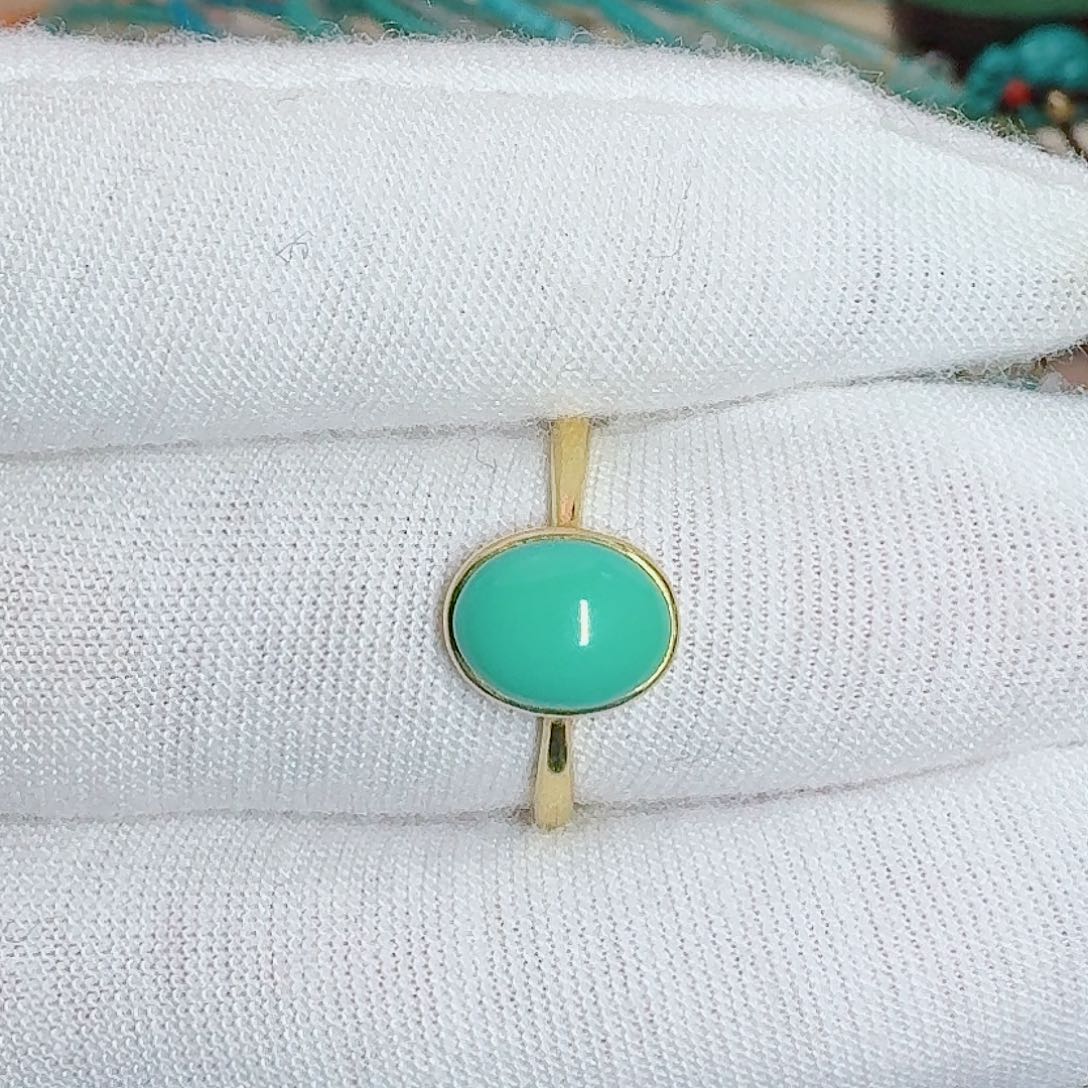 绿松石18K金镶嵌珠宝奇石简约嫩绿