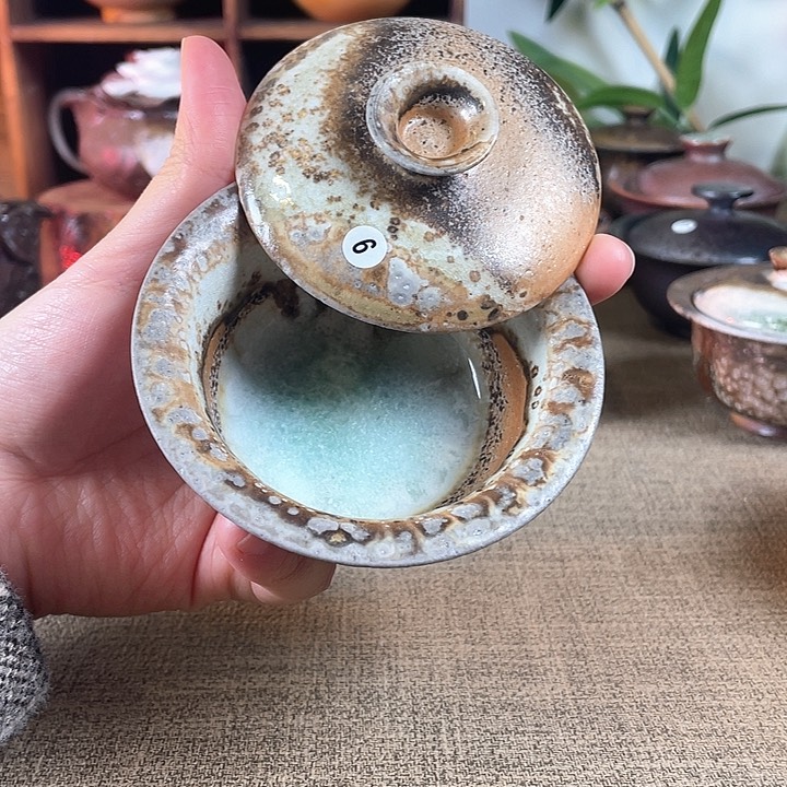 瓷片景德镇柴烧。  小乔盖碗9号