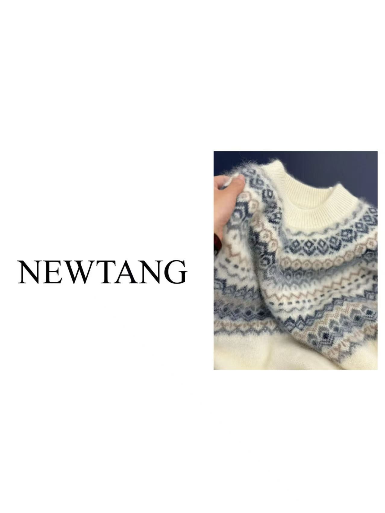 【花眠】1205 100%羊毛拉绒费尔岛高级氛围感提花针织衫上衣