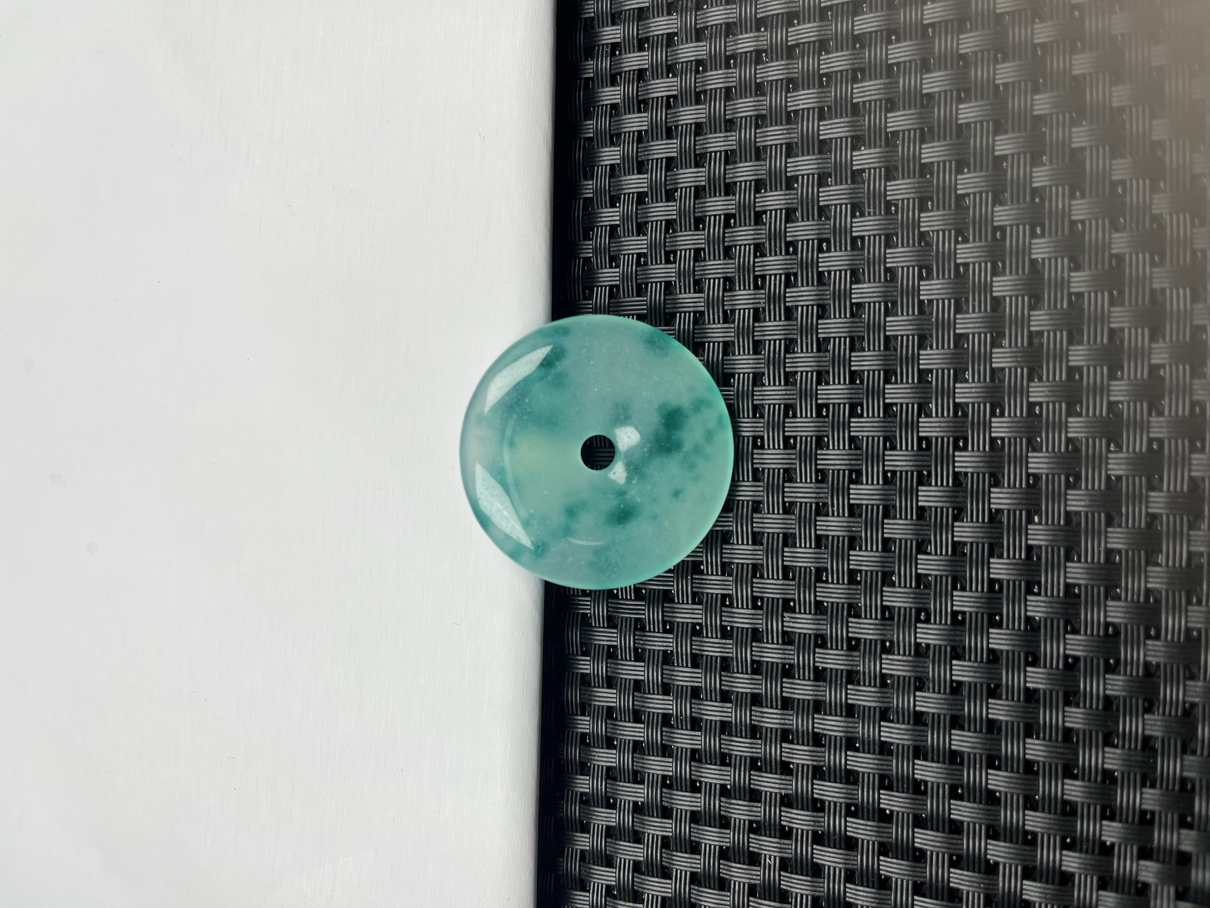 (缅甸老郑珠宝)W24冰飘蓝花平安扣时尚精美气质百搭款吊坠