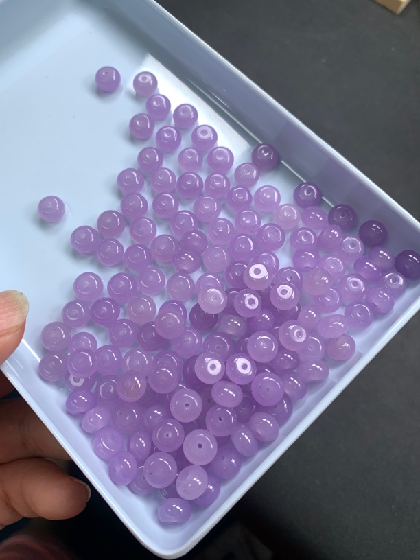 卡8左右-天然缅料翡翠冰紫罗兰算 盘珠散珠-多样性发一颗