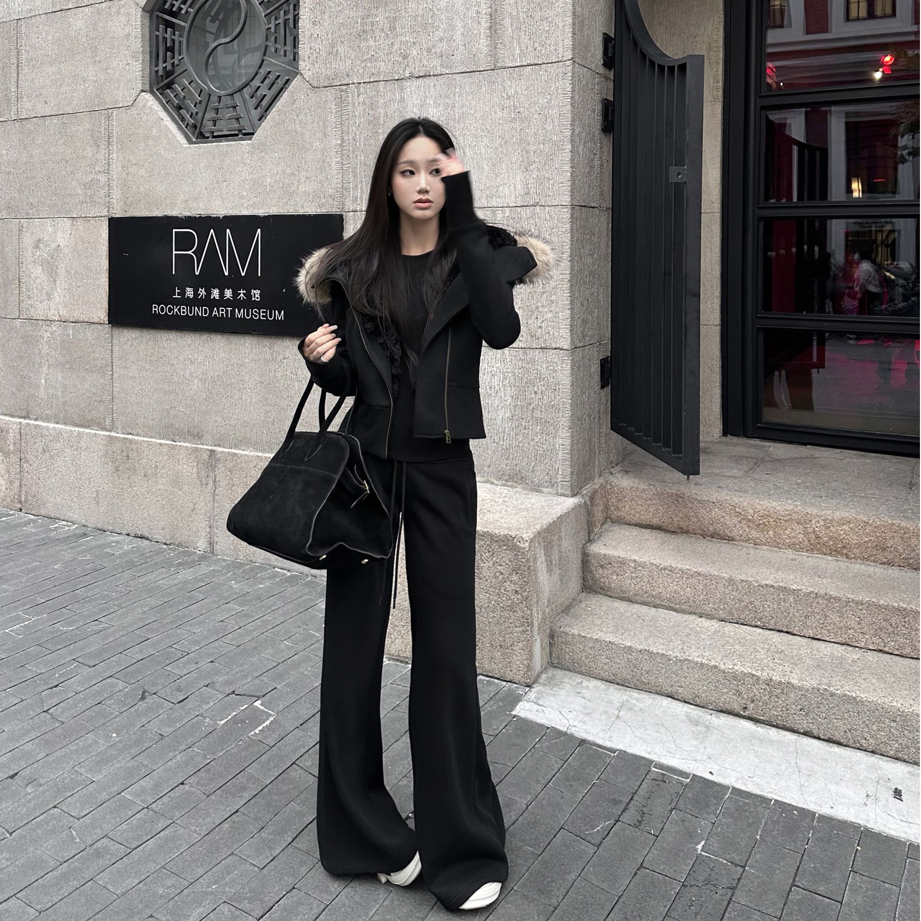 5werkwen 冬日神裤！加绒微喇卫裤宽腰罗纹抽绳休闲裤26-06