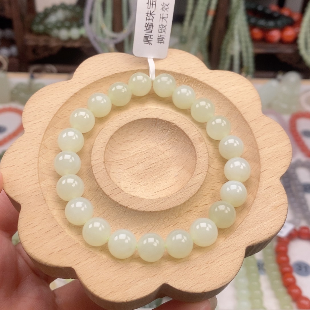 和田玉手链未镶嵌9mm微瑕