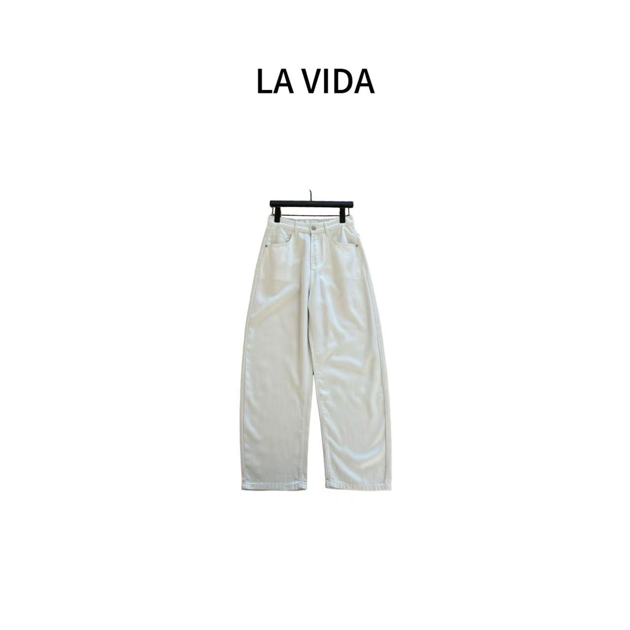 LA VIDA-[理想裤]气质百搭细闪垂感白牛仔裤