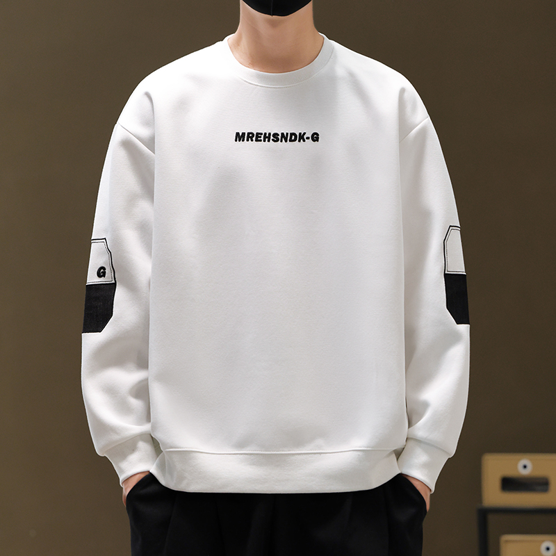 新款春秋季卫衣男士圆领卫衣帅气百搭套头宽松潮流打底衫87730