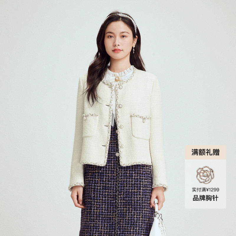 【羊毛花纱】Koradior珂莱蒂尔商场同款秋气质精致百搭香风外套女