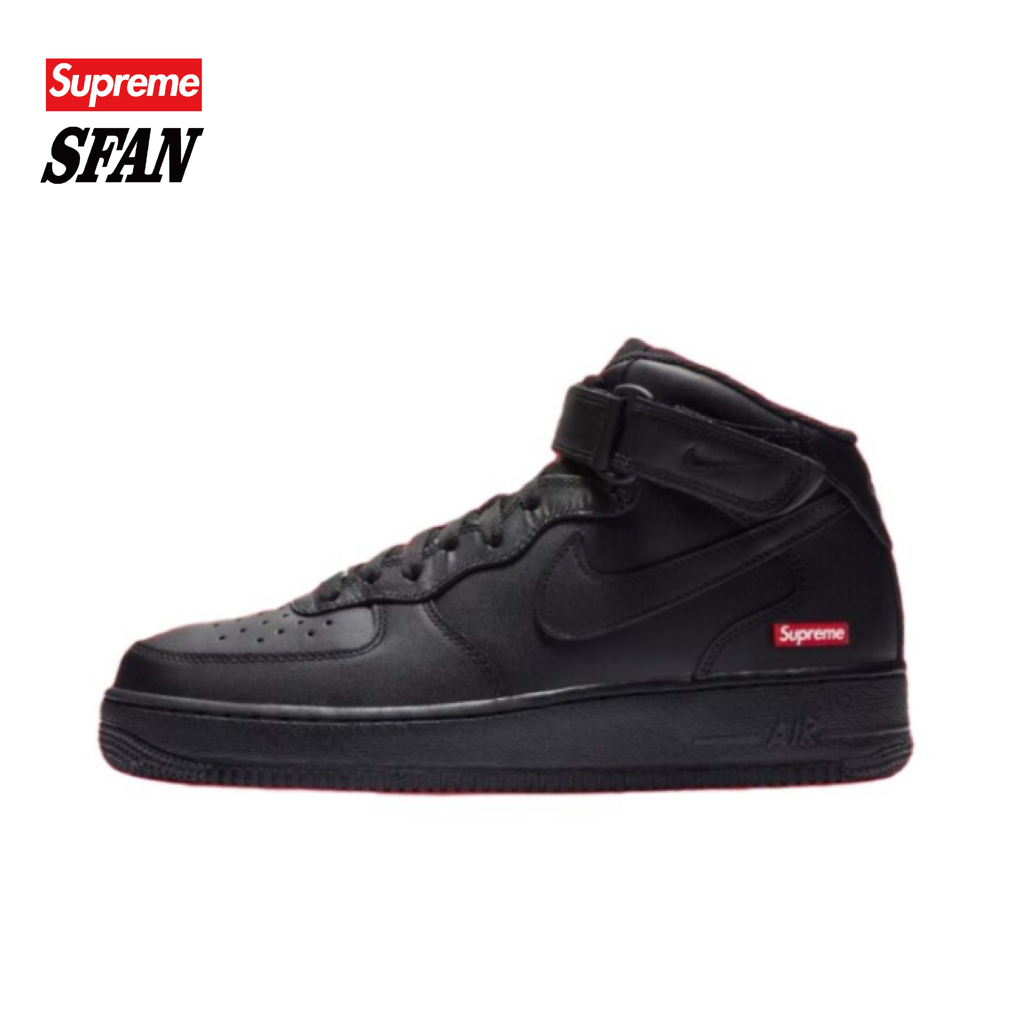 Nike X Supreme联名 AF1中帮板鞋 男女通用 黑色FZ8784-001
