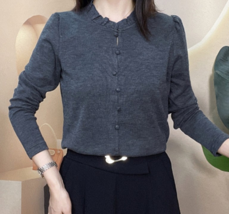 秋冬季针织时尚气质女士洋气天丝德绒长袖百搭纯色