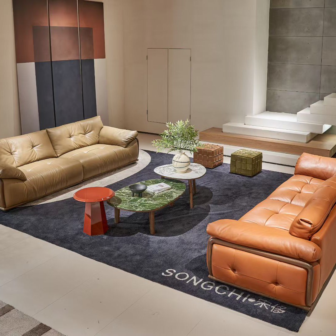 全皮软意式皮艺沙发baxter的沙发茶几创意极简办公