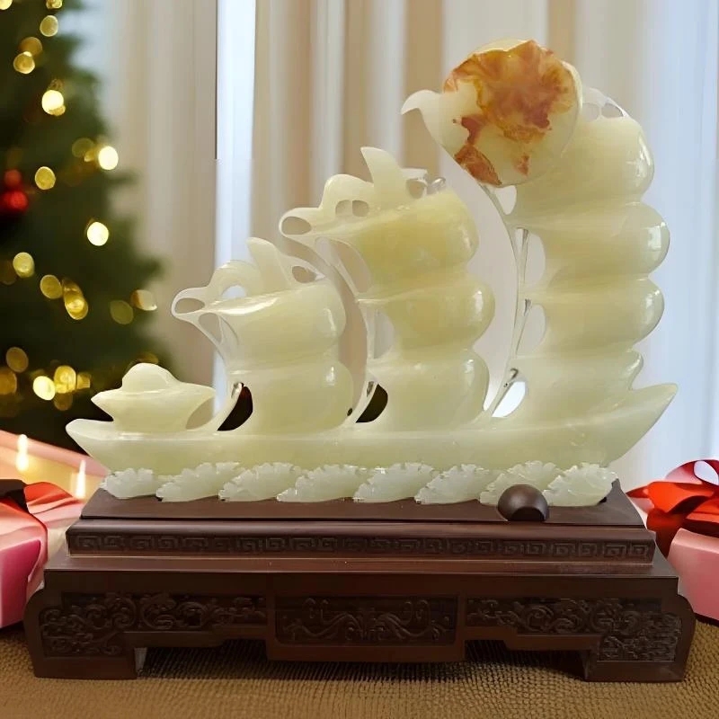 一帆风顺玉雕摆件