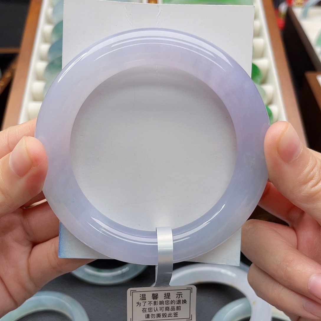翡翠未镶嵌手镯56.6冰胶粉紫