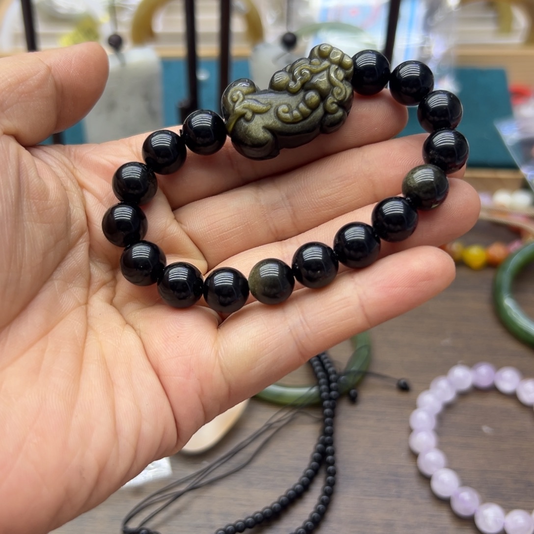 黑曜岩未镶嵌手链792