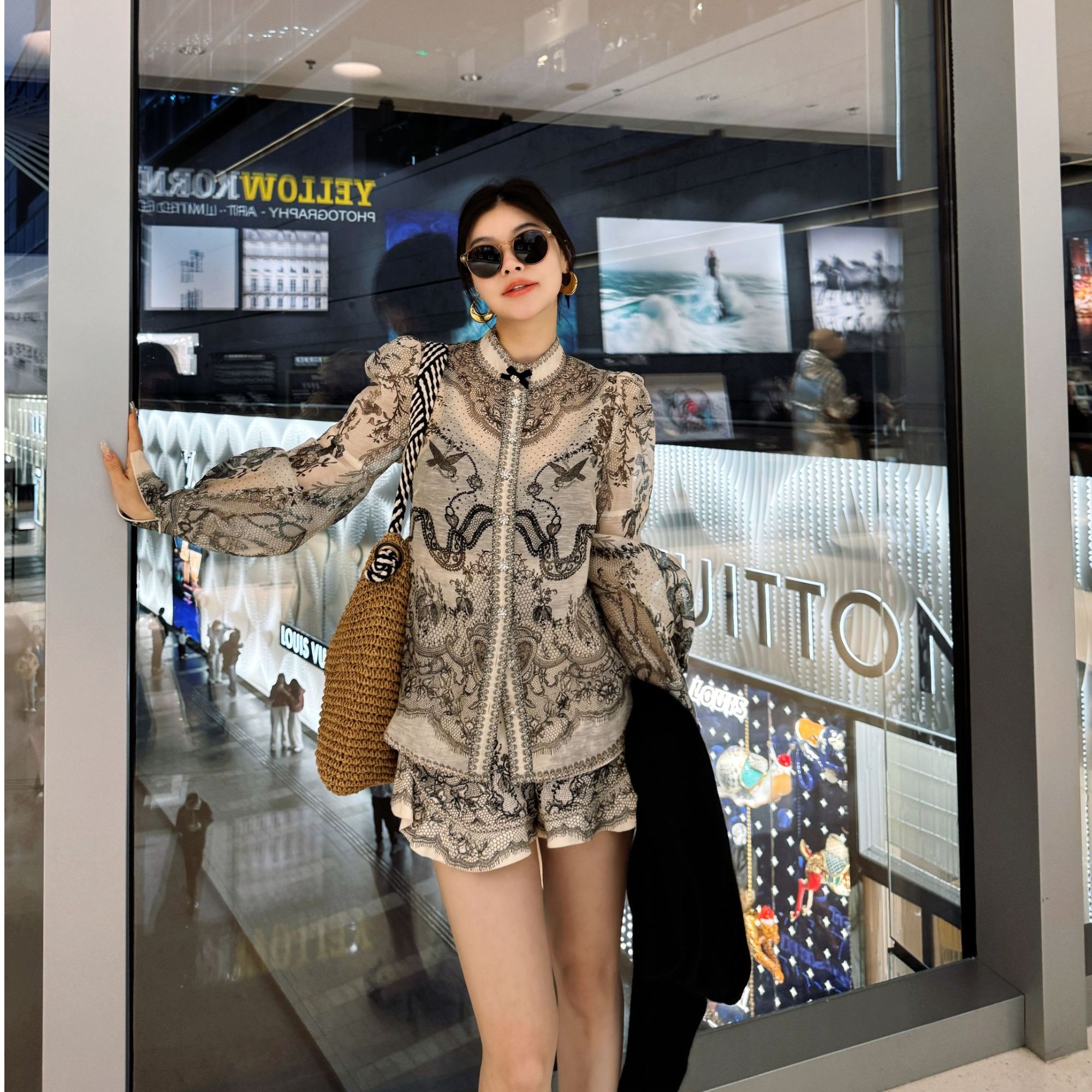 郭甜心【轻奢高定】春夏上新小众设计时尚印花气质显瘦衬衣A-12042