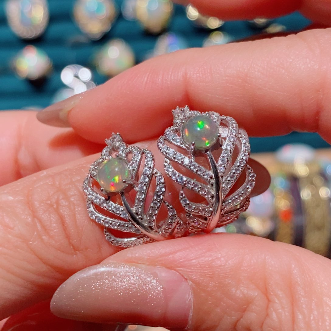 欧泊欧泊耳饰银S925镶嵌