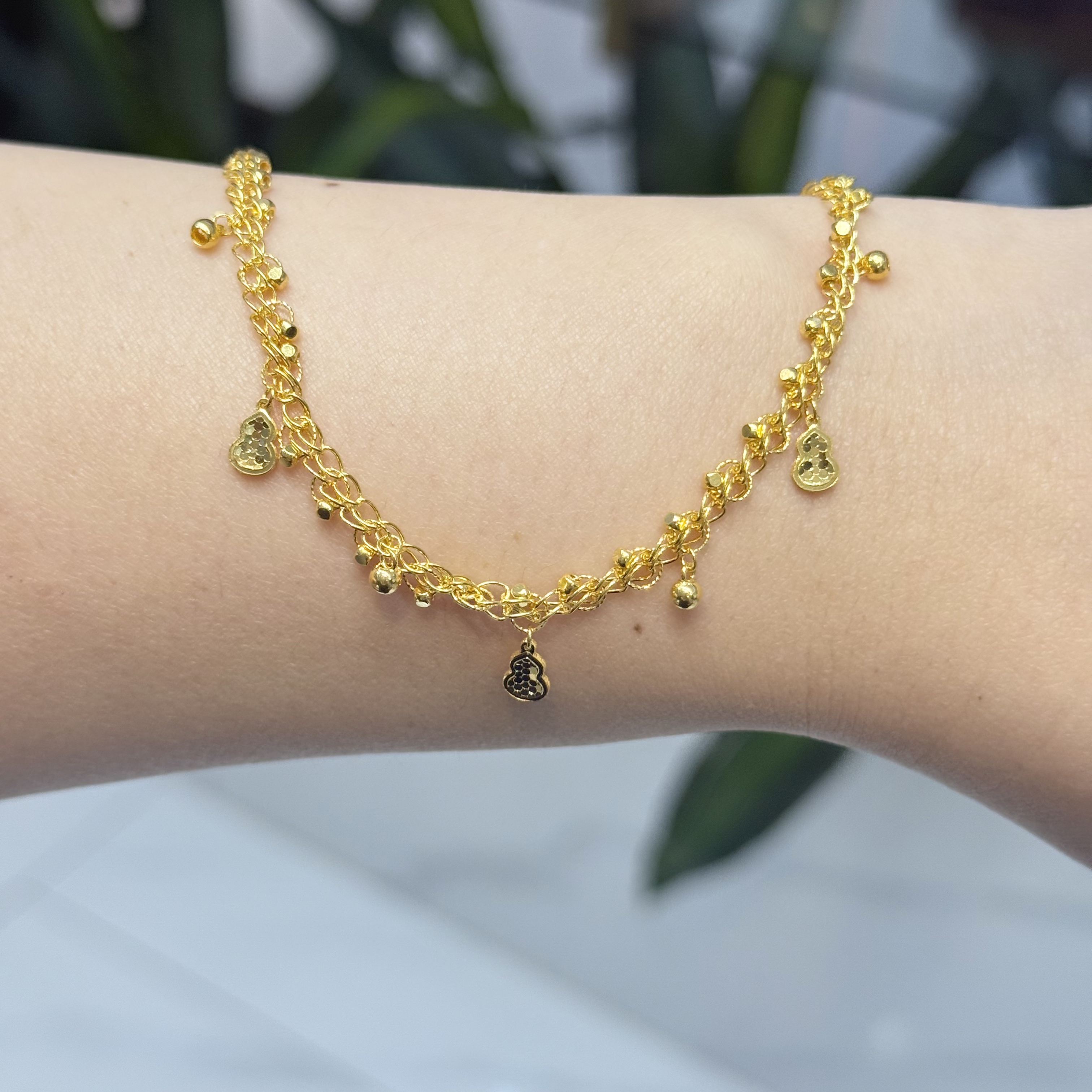 X【蕾丝葫芦手链】足金999精工5G