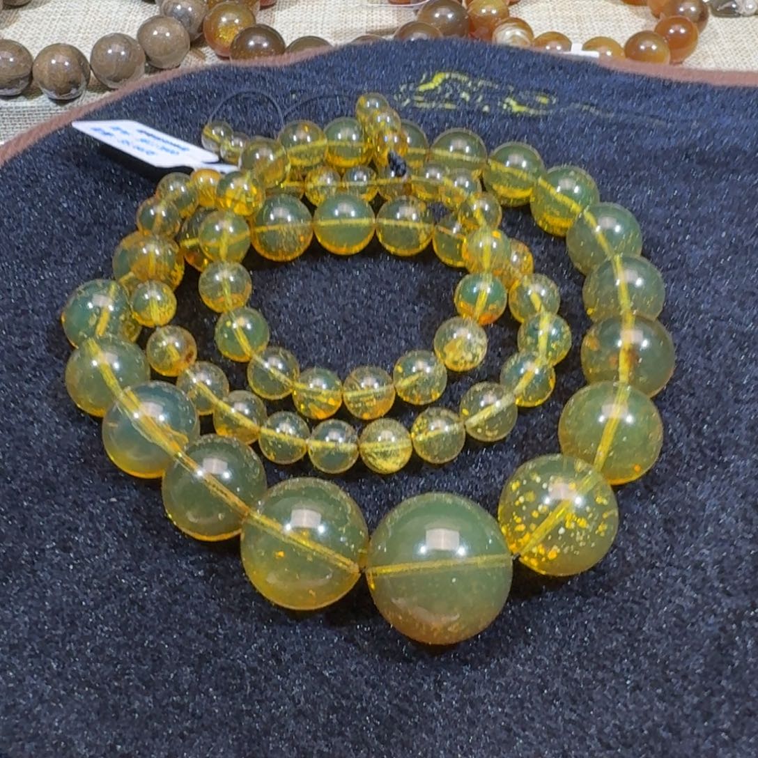 琥珀珠宝奇石未镶嵌绿茶雨花塔链