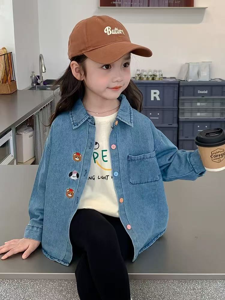 女童牛仔衬衫2025春秋装新款儿童秋季外穿牛仔衣女孩洋气百搭秋装