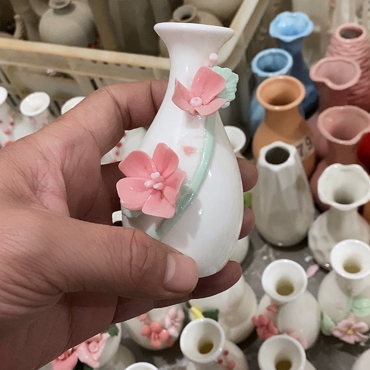 瓷片纯手工陶瓷花摆件瑕