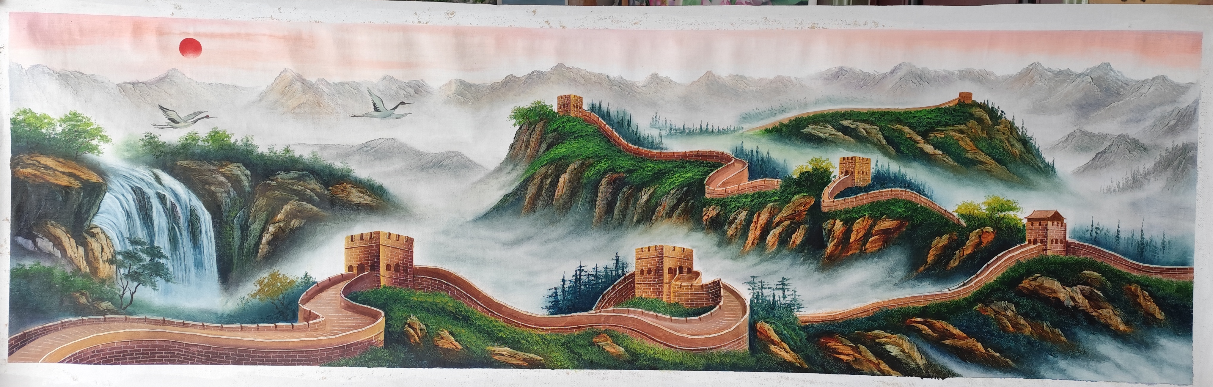 刀画装饰画160公分+62公分客厅办公室书房背景墙靠山图新中式