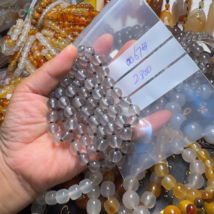 激***湃玛瑙/玉髓颈饰合金0067