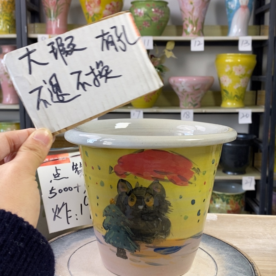 景德镇手工手绘陶瓷花盆