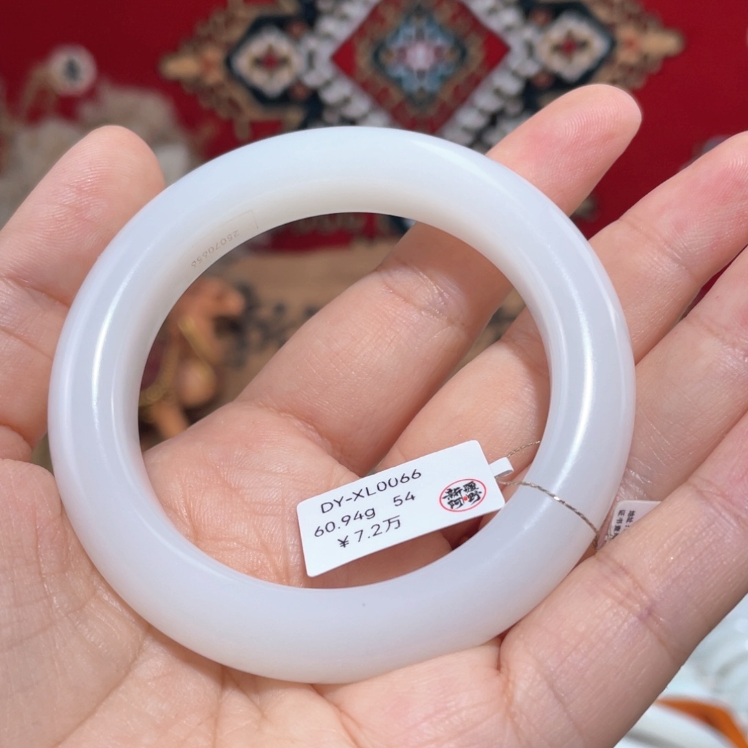 未镶嵌手镯和田玉柔光羊脂白玉泥鳅背54#天然和田玉手镯