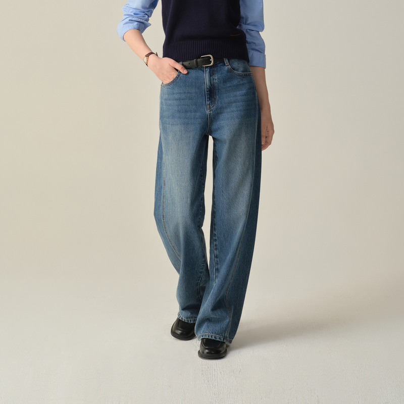 【莱赛尔】Eland衣恋牛仔裤女宽松显瘦微香蕉裤EETJF49M08