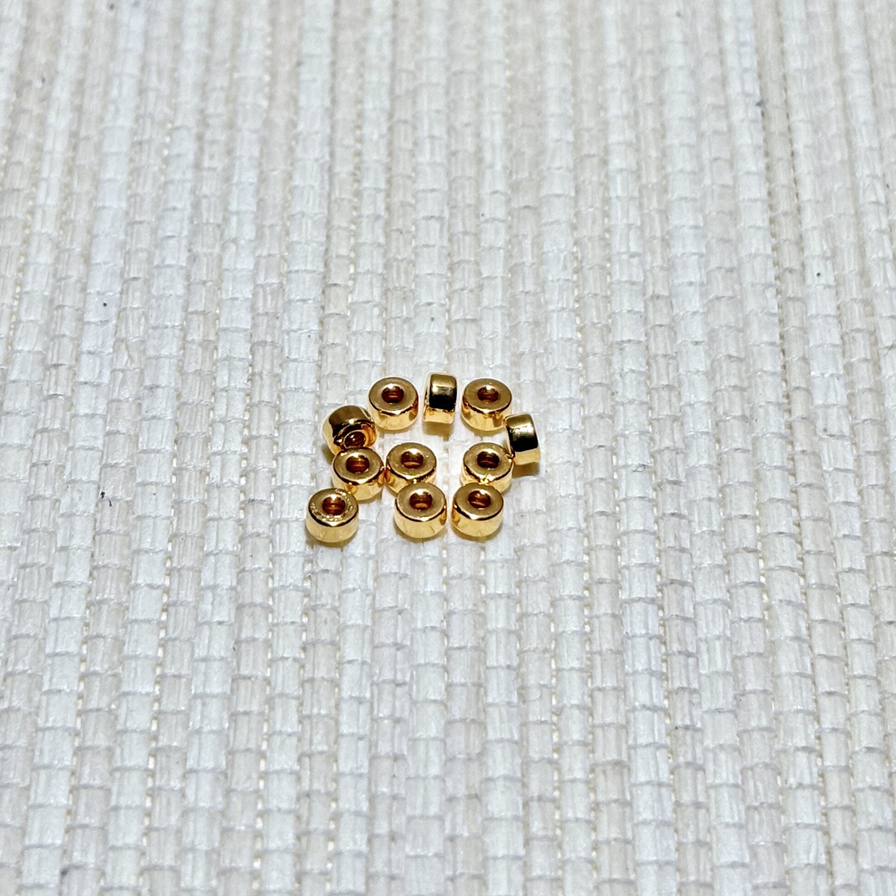 足金3mm圆柱隔片珠配件
