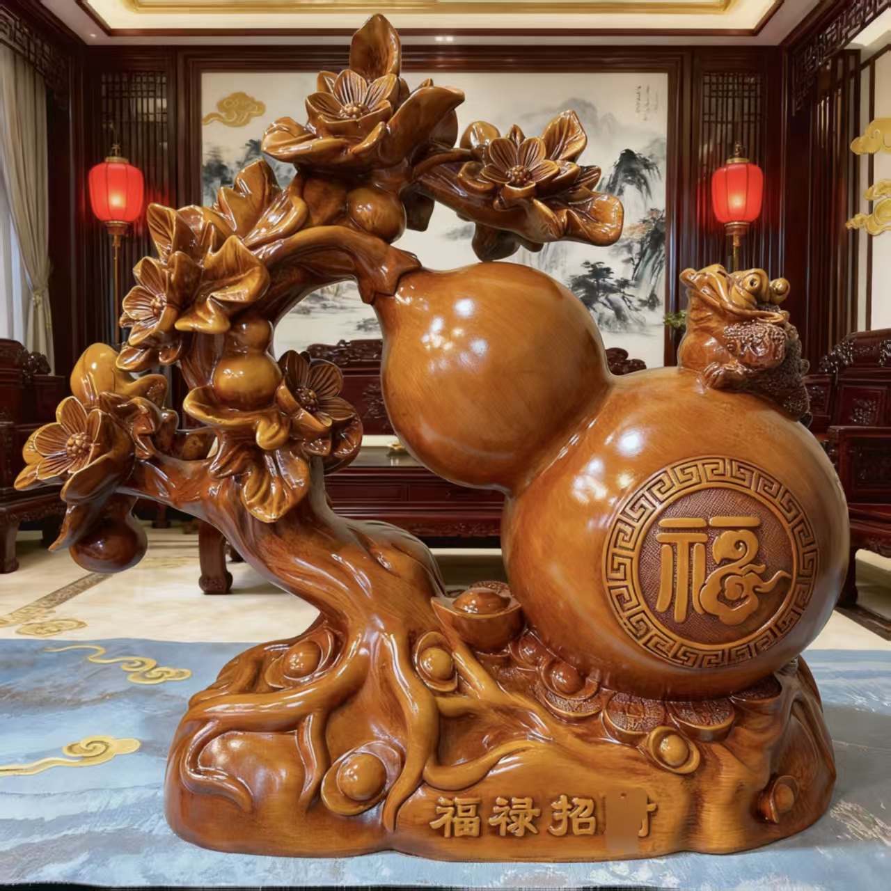 (福禄招财X)葫芦办公室玄关开业送礼装饰摆件 XDH 约长22*高20cm