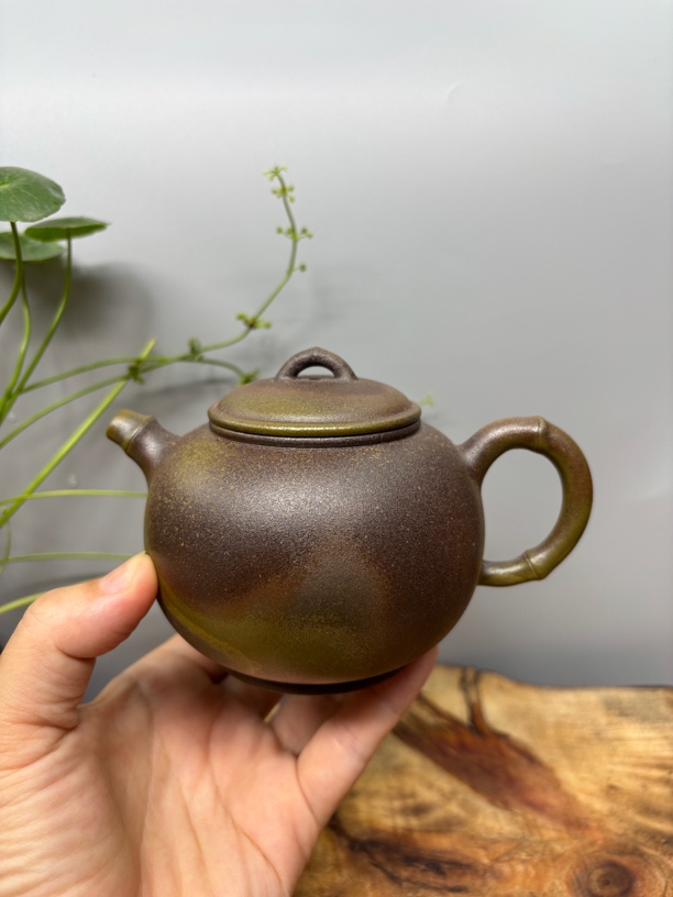 钦州坭兴陶 陆窑柴烧 仿生竹节壶 容量260ml左右