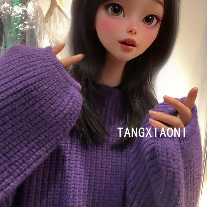 3店 【摩卡紫紫】五色粗针闪闪慵懒针织上衣潮牌女装