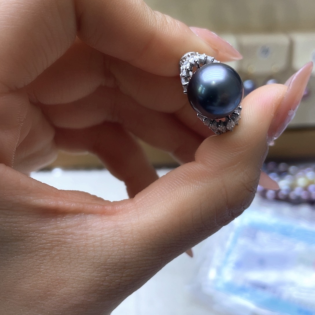 海水珍珠戒指银S925镶嵌