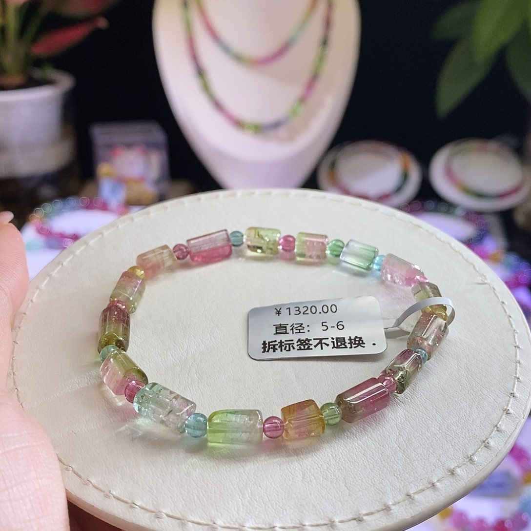 未镶嵌手链碧玺西瓜方糖