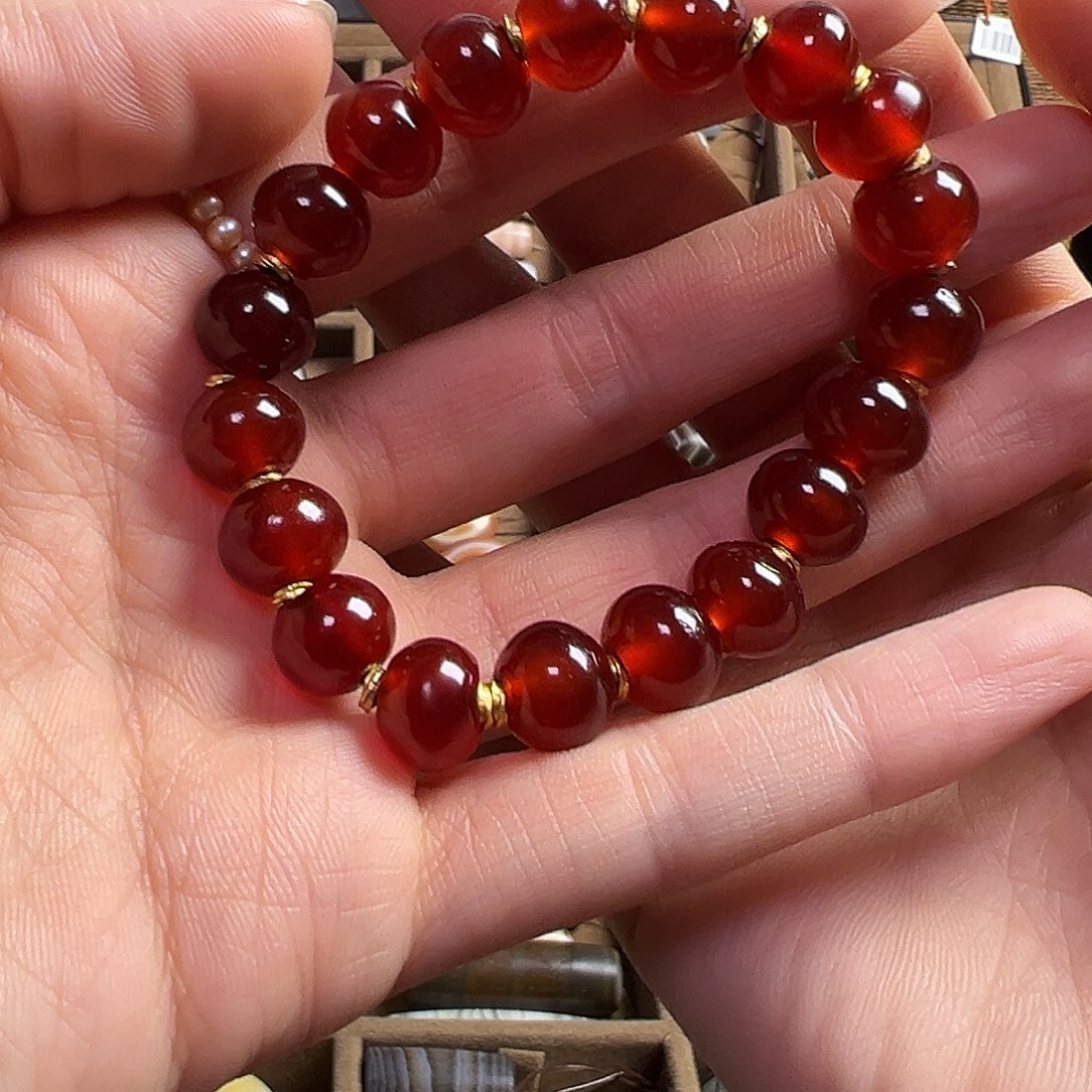 红***舞石英石纯铜手串儿