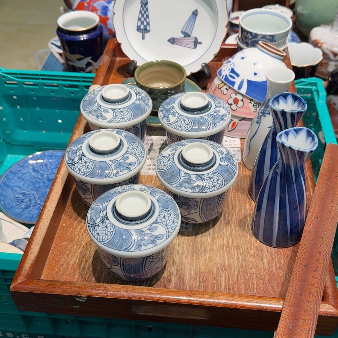 瓷片5个盖杯四十包邮 非全新