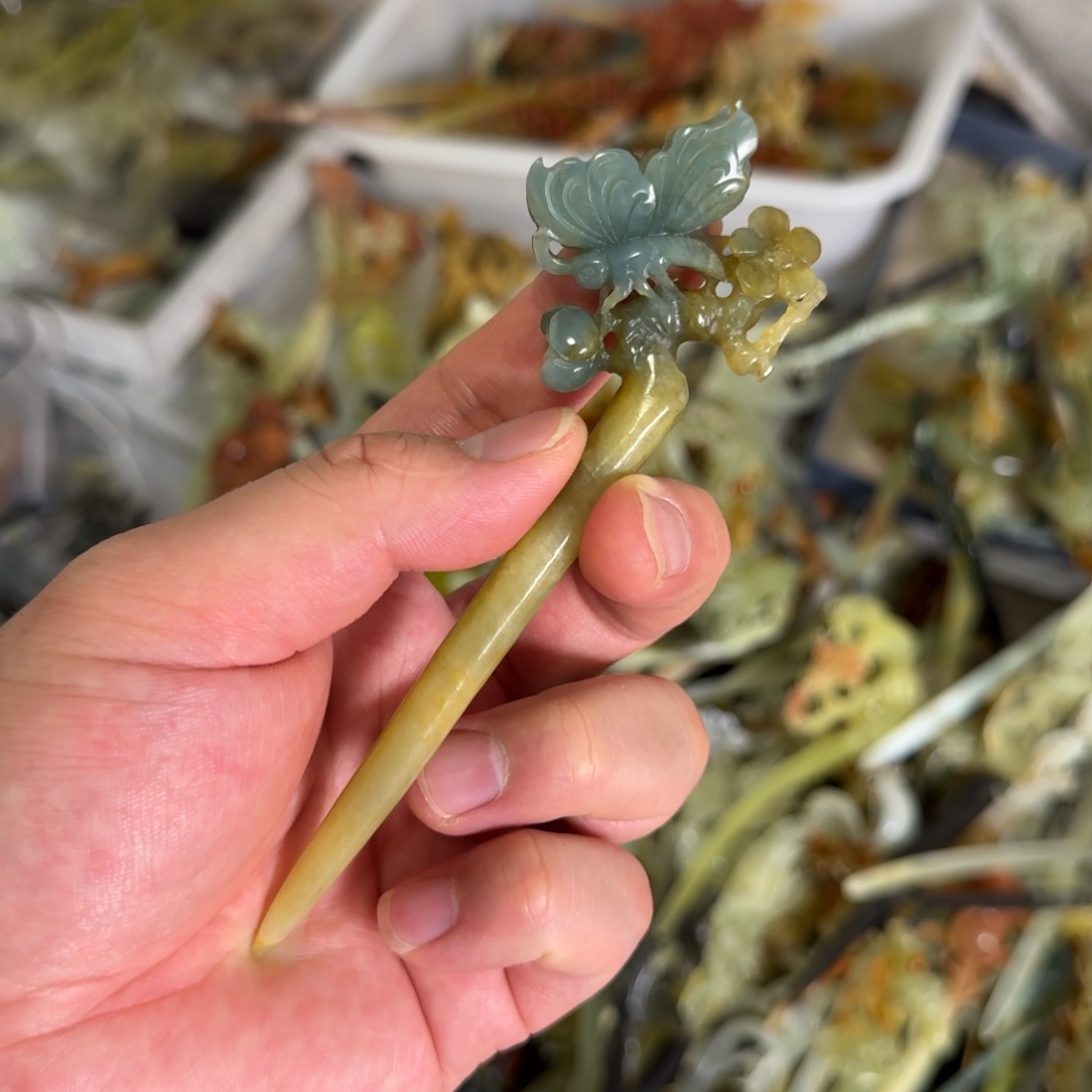 岫玉发饰未镶嵌明君玉簪就是好看