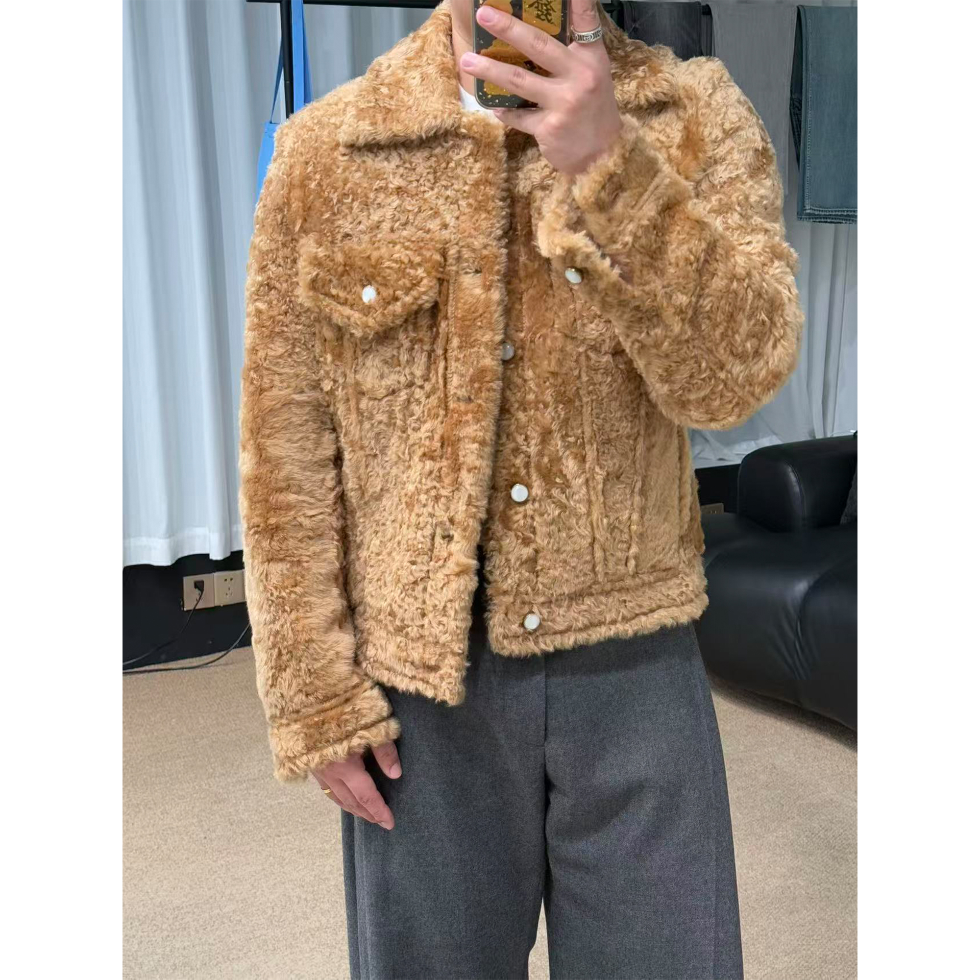 64000V版“意产拉贡LACON 奢华霜金 法式优雅”牛仔型 羊皮毛一体