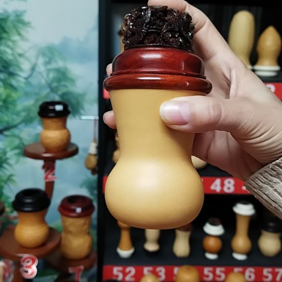 用***6范制葫芦墩花梨木口盖树脂蒙心