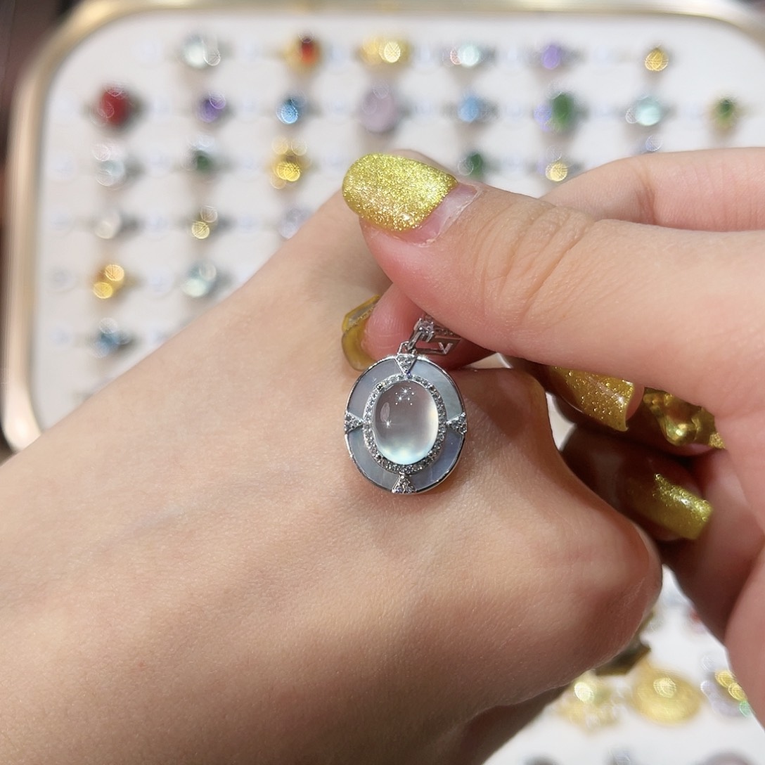 蛇纹石玉戒指银S925镶嵌