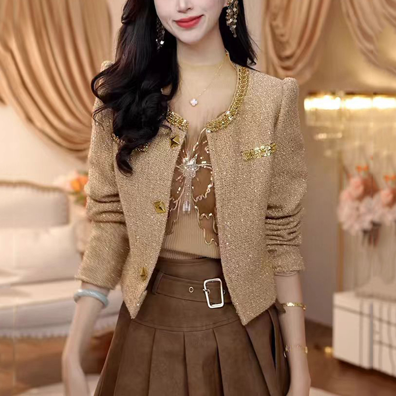 法式名媛重工精致外套秋冬新款高端时尚减龄洋气质短款小香风上衣