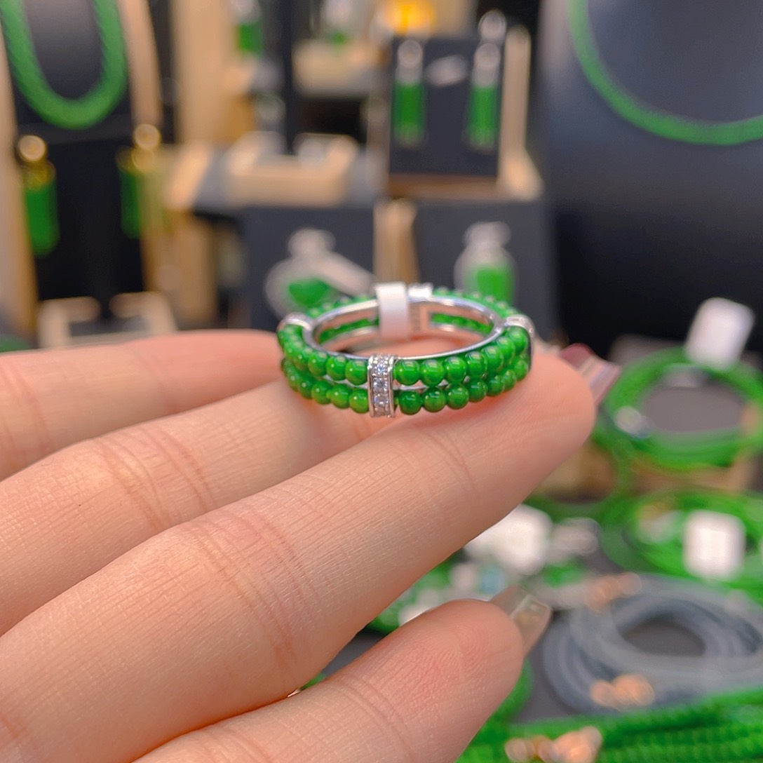 翡翠戒指银S925镶嵌备注圈口