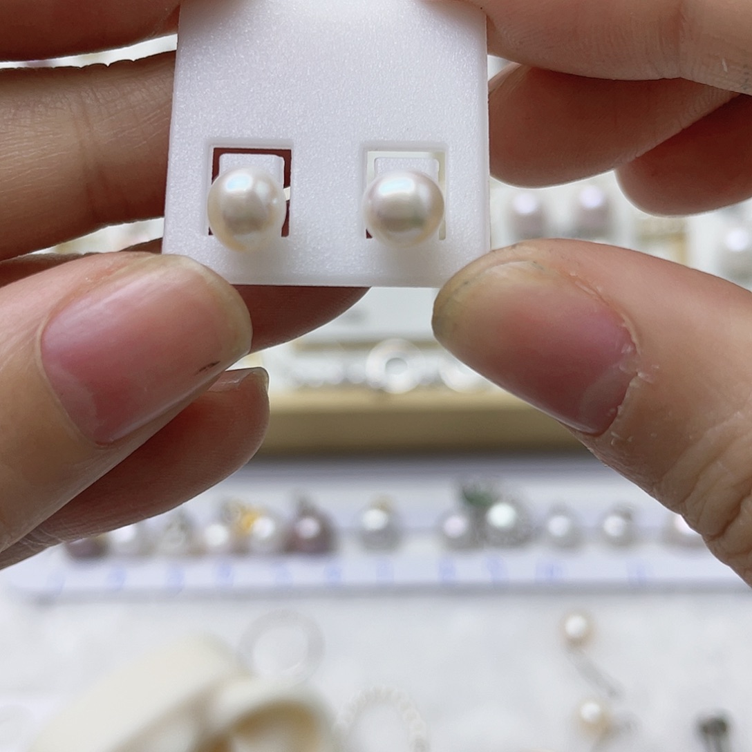 原***n淡水珍珠耳饰银S925镶嵌