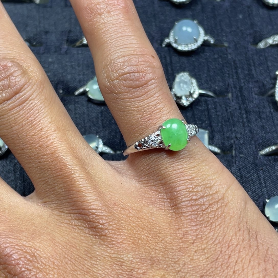 翡翠银S925镶嵌戒指