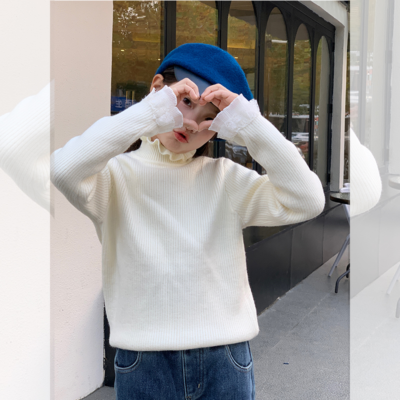 【甜蜜蜜】西西家女童2025冬款蕾丝加绒加厚毛衣儿童保暖衫JX25150