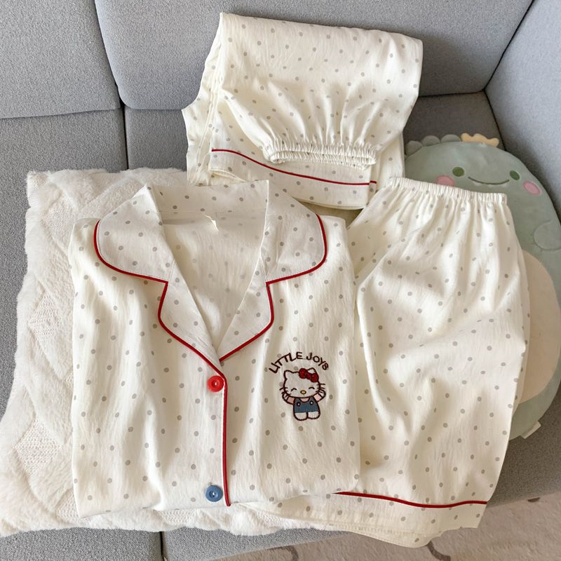 【三件套波点kitty】云朵棉睡衣女夏季短袖可爱少女ins风家居服套装