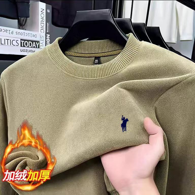 双面奥粒绒男女同款加绒加厚冬季卫衣保暖打底刺绣工艺轻肤柔软T