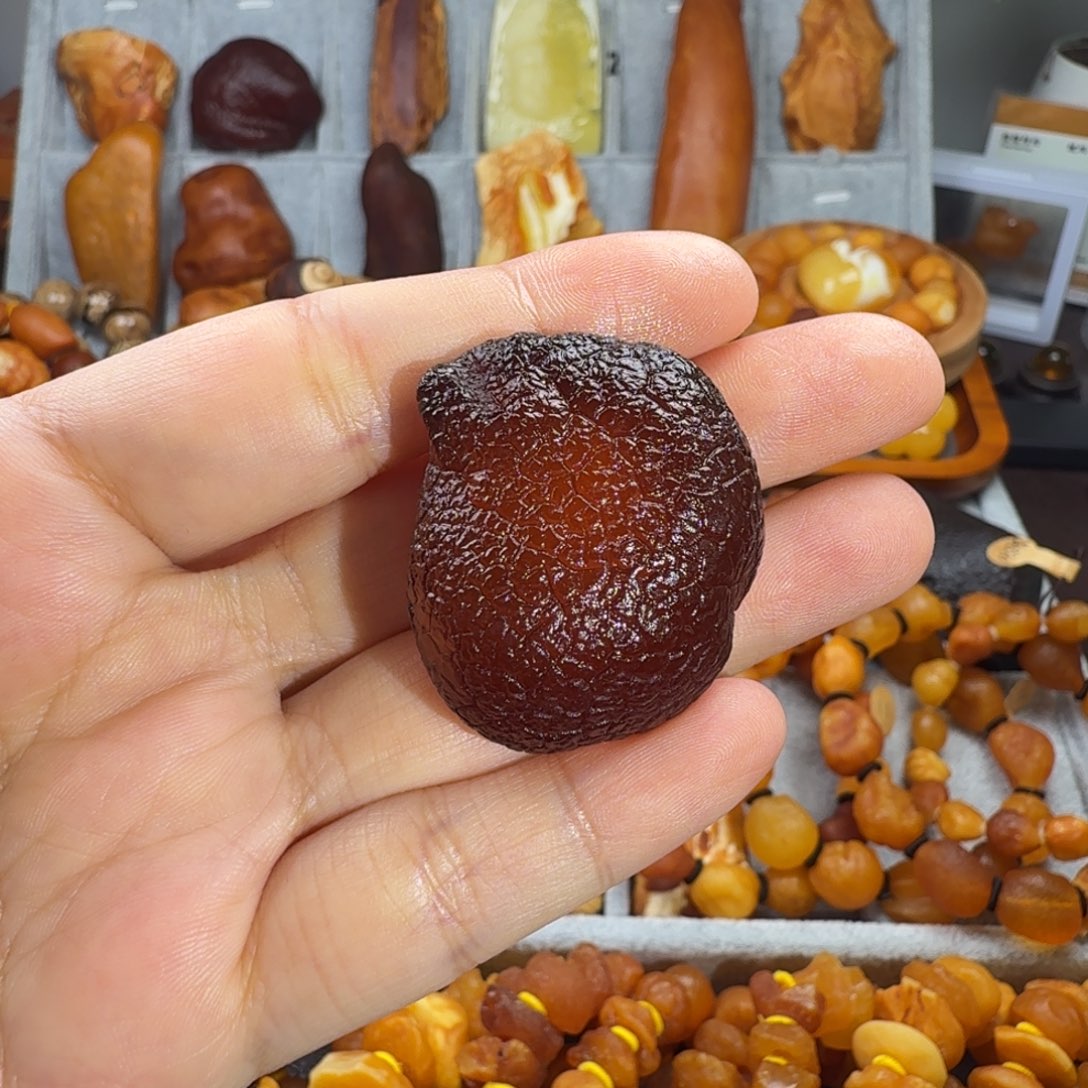 定制琥珀未镶嵌荔枝皮海漂原石