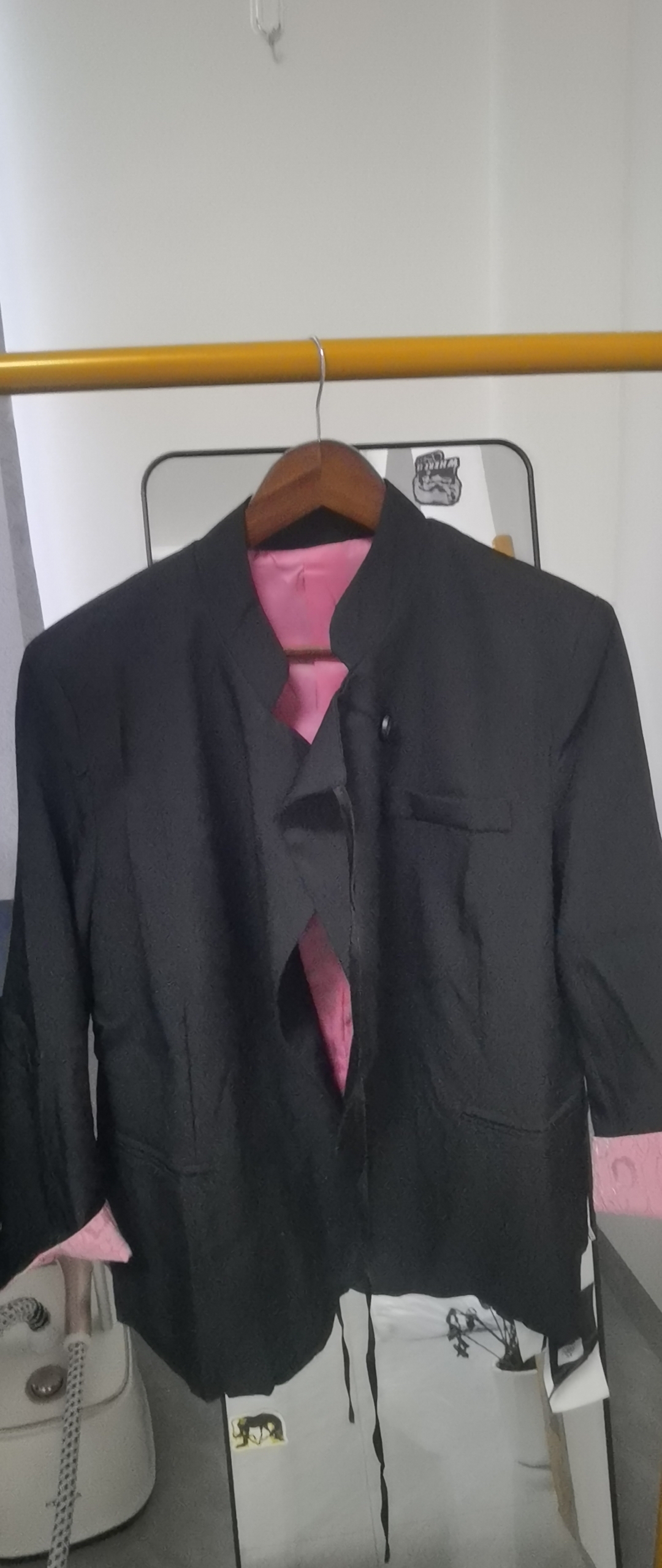 春季新款设计感小众拼色黑色西装外套休闲百搭上衣