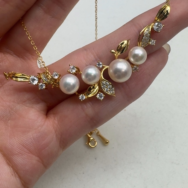 海水珍珠银S925镶嵌颈饰