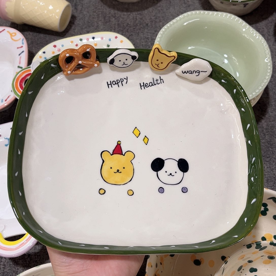 纽扣小狗盘子陶瓷餐具